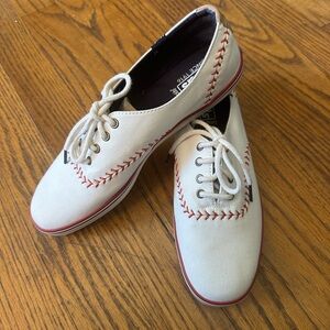 Keds Cream Sneakers with Red Stitching